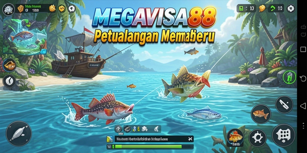 Screenshot gameplay MEGAVISA88 dengan aksi seru memancing.