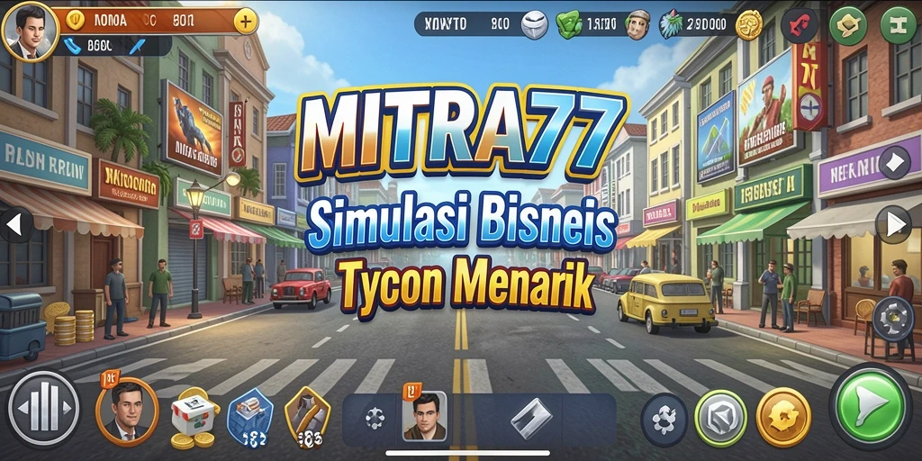 Tampilan gameplay MITRA77 yang menarik dengan strategi bisnis.