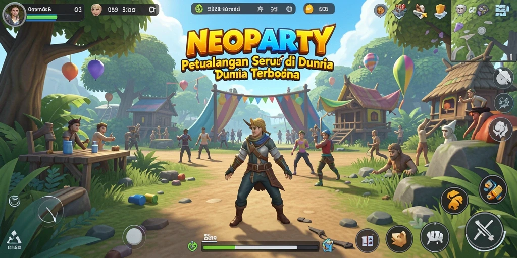 Tampilan gameplay seru di dunia terbuka NEOPARTY.