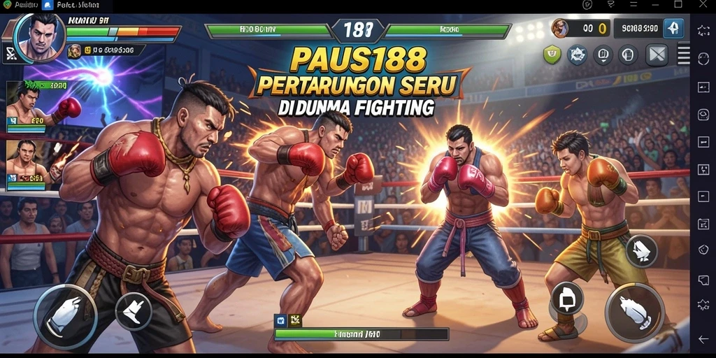 Tangkapan layar utama PAUS188 menunjukkan aksi bertarung yang intens dengan karakter dinamis.