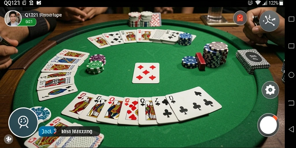 Screenshot gameplay QQ1221 yang menampilkan keseruan bermain Gaple.