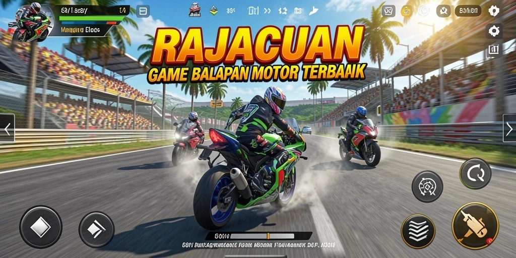 Tampilan aksi balapan motor yang mendebarkan dan realistis.
