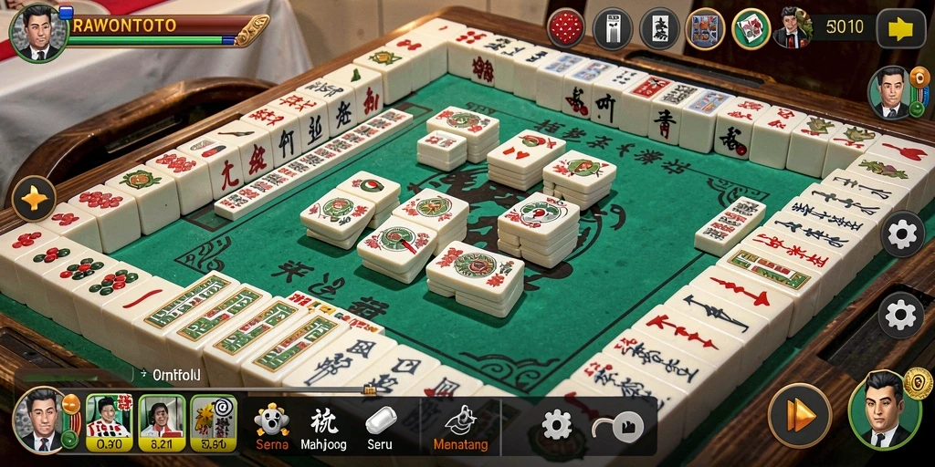 Tampilan gameplay seru dalam permainan RAWONTOTO Mahjong.
