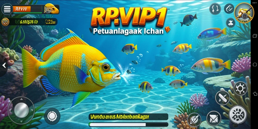 Screenshot gameplay RPVIP1 menampilkan serunya menembak ikan.