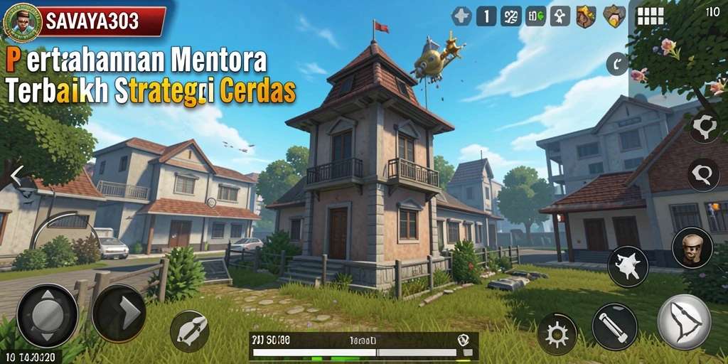 Screenshot gameplay SAVAYA303 menampilkan menara dan musuh yang menantang.