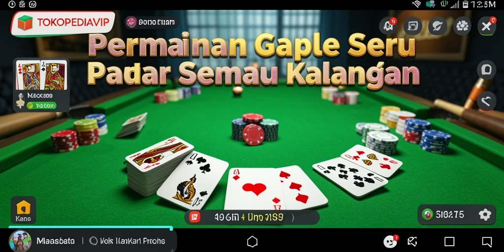 Tampilan screenshot menunjukkan momen seru dari permainan Gaple.