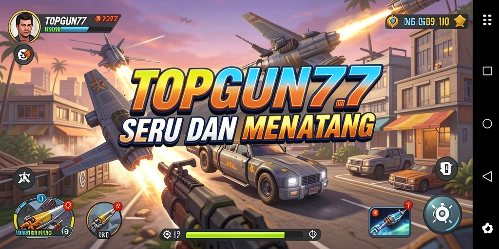 Screenshot gameplay TOPGUN77 menunjukkan aksi seru dan grafis menarik.